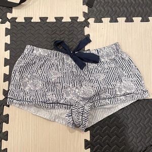 Love to Lounge Shorts blue and white flower and stripes pajama shorts size s
